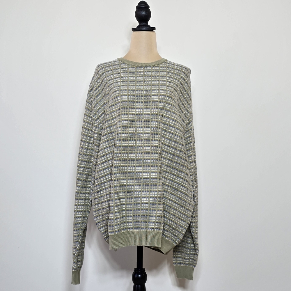 VINTAGE Library Green and Blue Sweater
